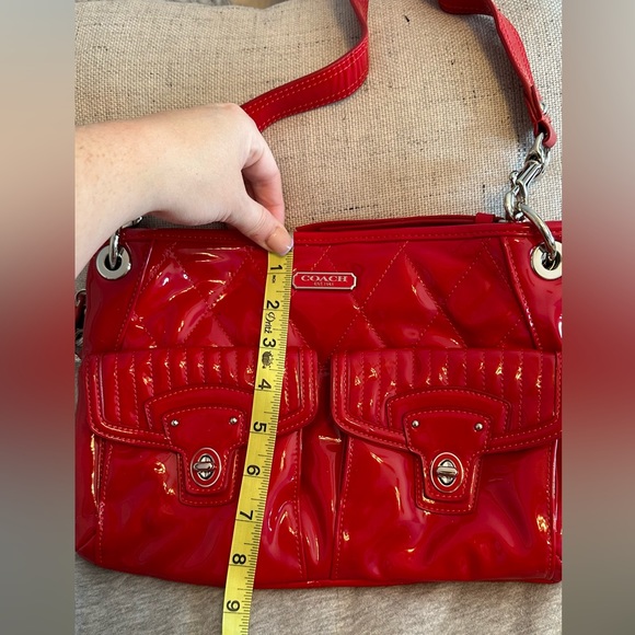 Coach Cherry Red Liquid Gloss Hippie Legacy Patent Poppy Handbag - Picture 4 of 8